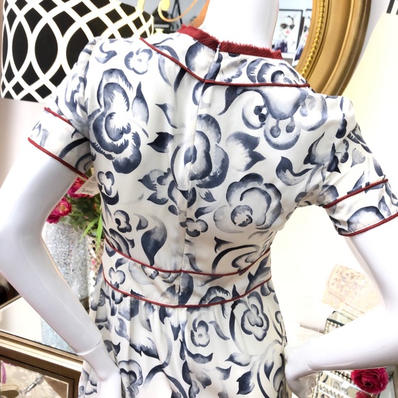 FENDI Gray & Red Floral Silk Dress 6 - Picture 6 of 8